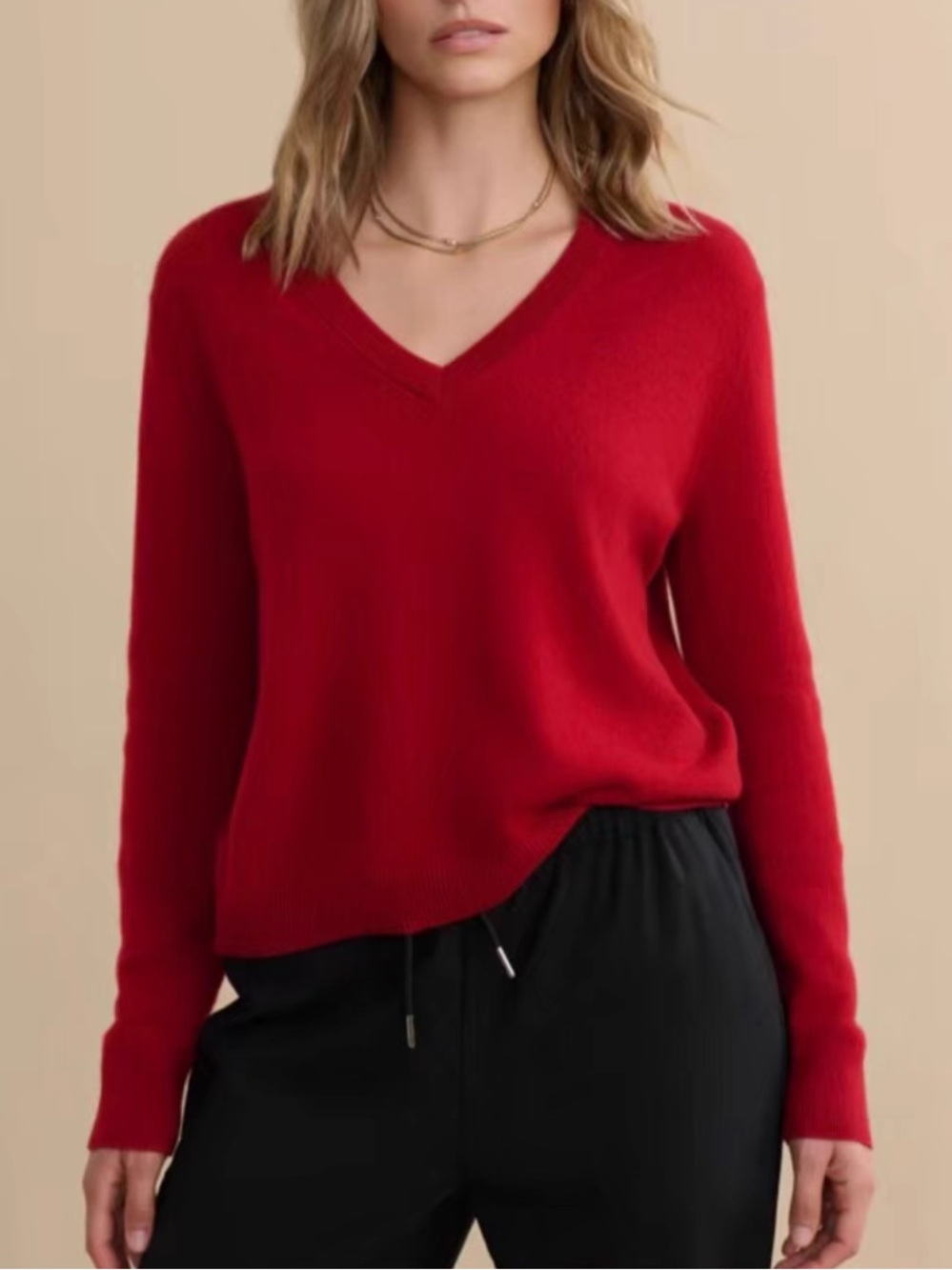 NWT Jenni Kayne Flynn Cashmere V-neck Sweater Crimson Red 2X Vacation Springtime